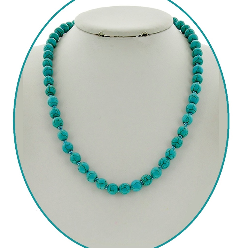 Turquoise Stone Single Strand Necklace
